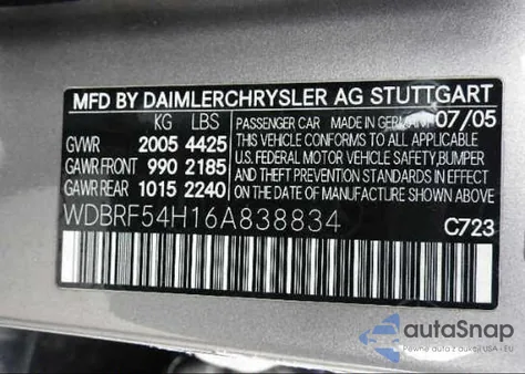 2006 Mercedes-Benz C280 Gen 2006 C280 from USA, damaged, VIN WDBRF54H16A838834
